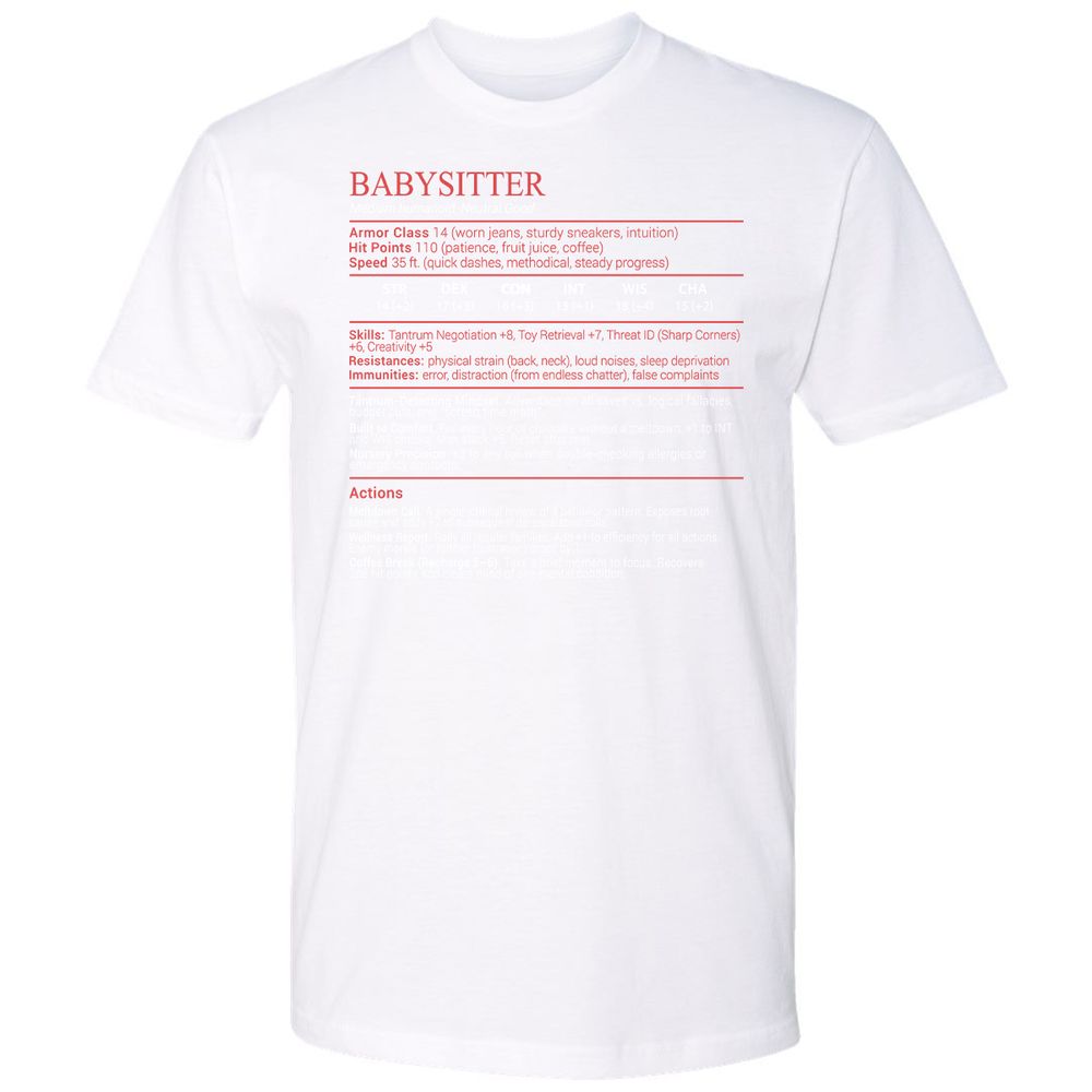 Baby Sitter Stats Block - White - 17