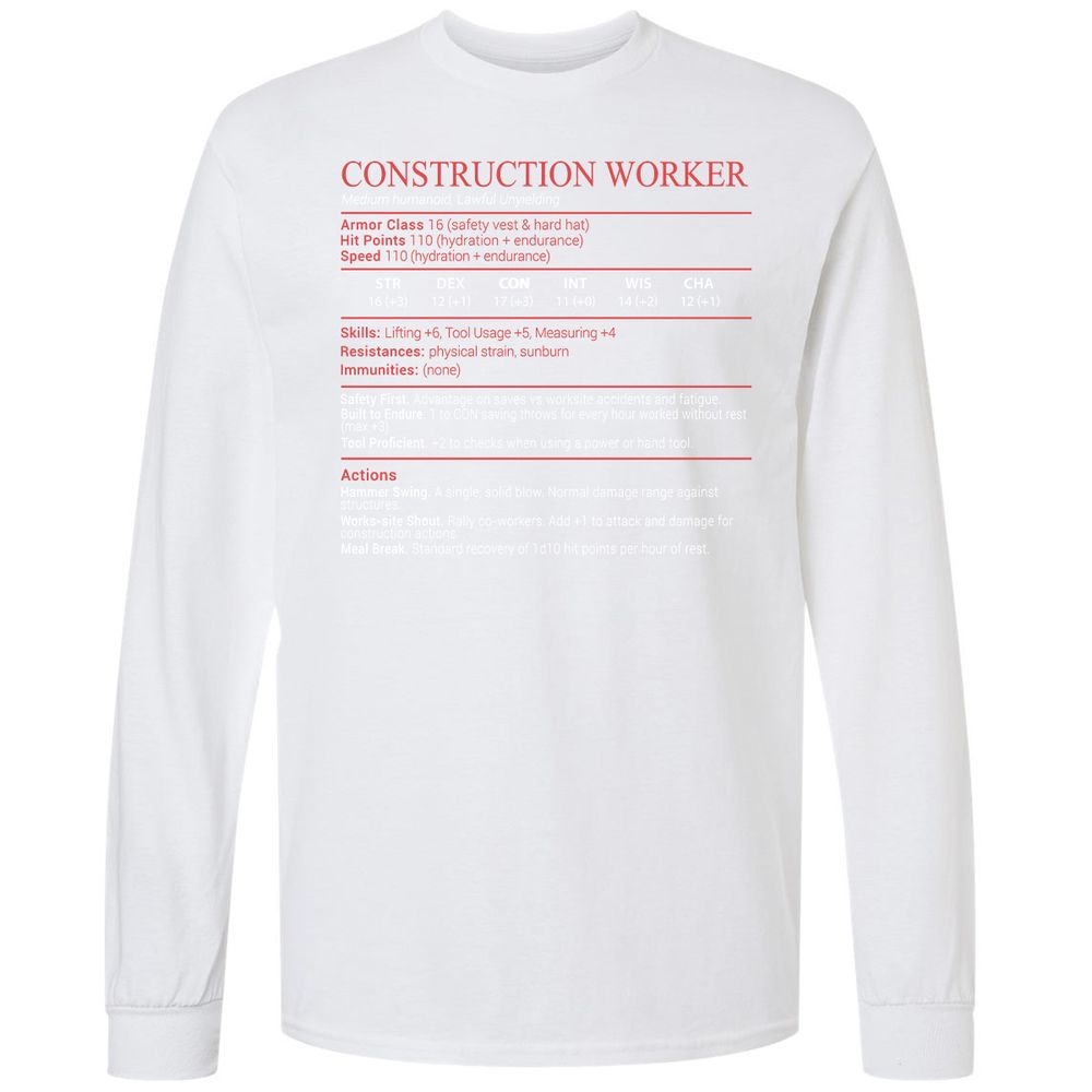 Construction Worker Stats Block - White - 17