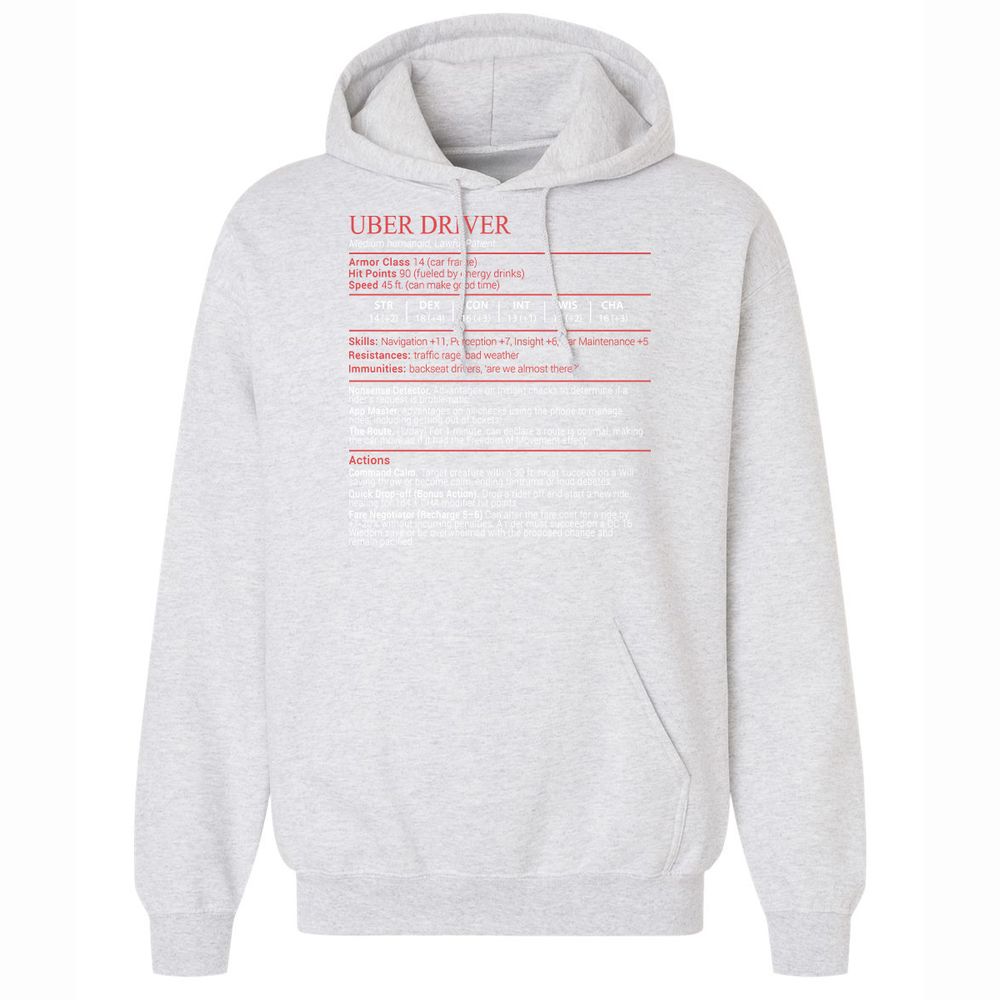 Uber Driver Stats Block Classic Unisex Hoodie - Ash - 18