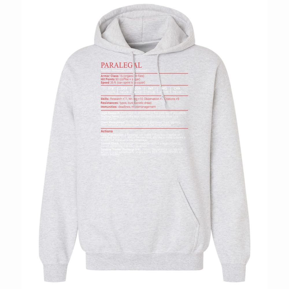 Paralegal Stats Block Classic Unisex Hoodie - Ash - 18