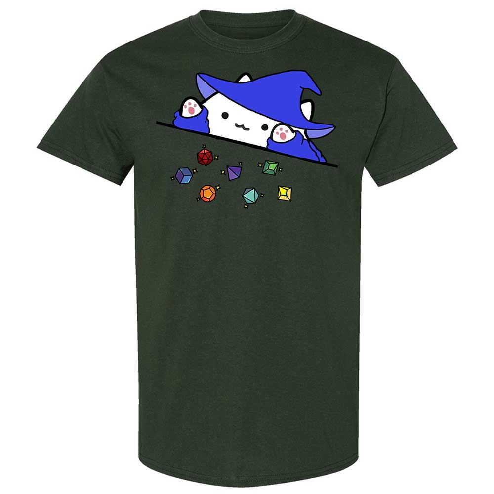 Cat Throws Dices Classic Unisex T-Shirt - Forest Green - 18