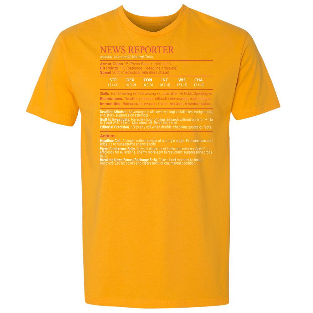 News Reporter Stats Block - Gold - 18
