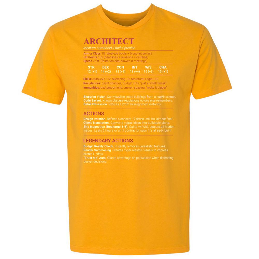 Architect Stats Premium Unisex T-Shirt - Gold - 18