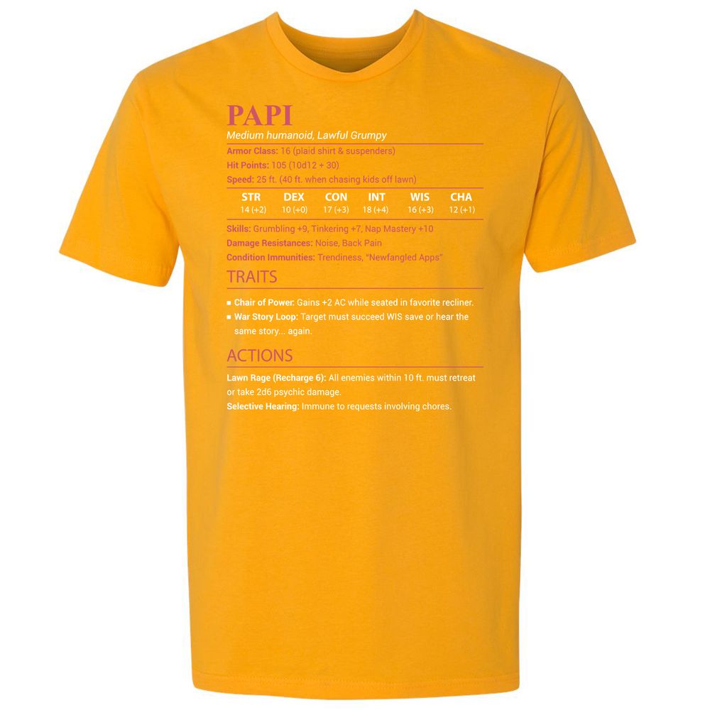 Papi Stats Premium Unisex T-Shirt - Gold - 18
