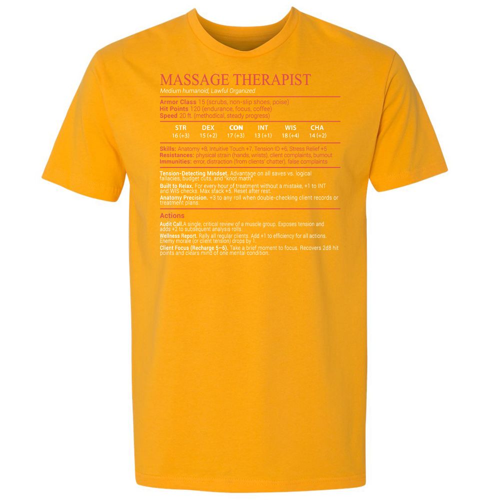 Massage Therapist Stats Block - Gold - 18