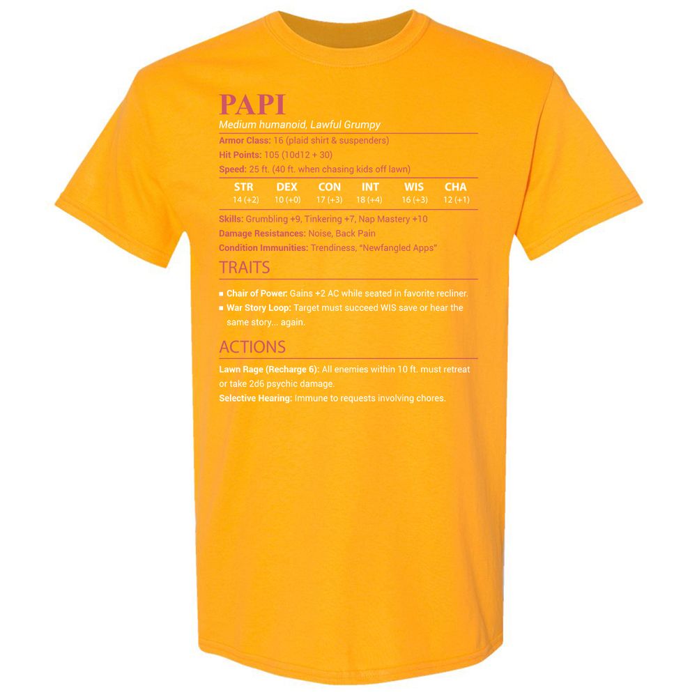 Papi Stats Classic Unisex T-Shirt - Gold - 18