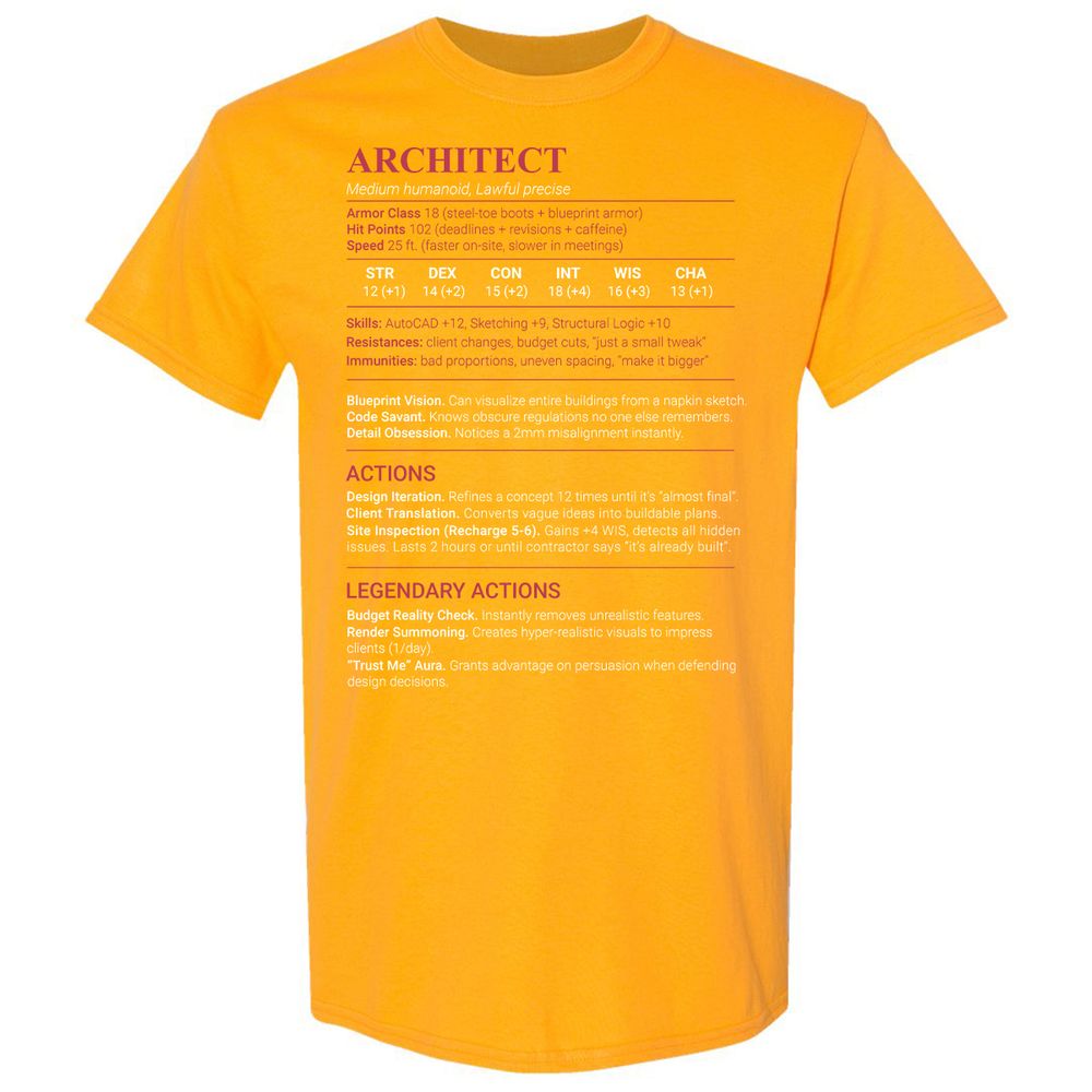 Architect Stats Classic Unisex T-Shirt - Gold - 18