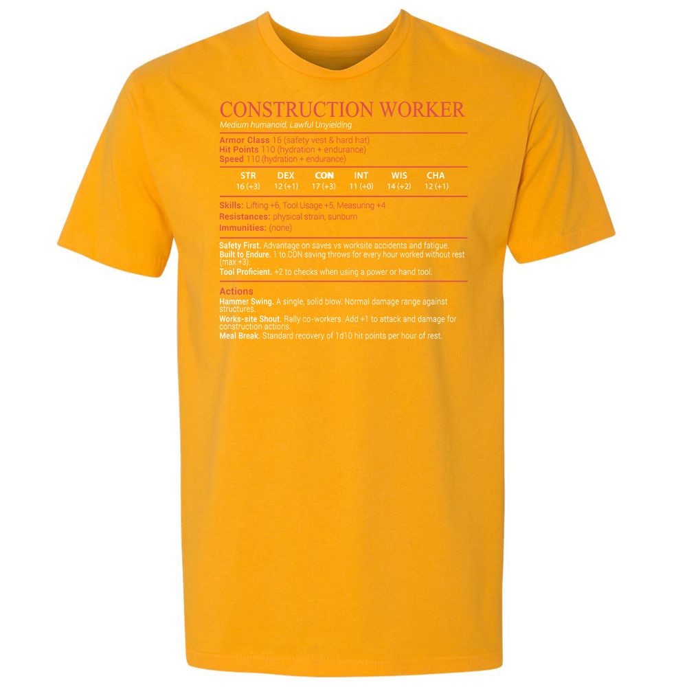 Construction Worker Stats Block - Gold - 18