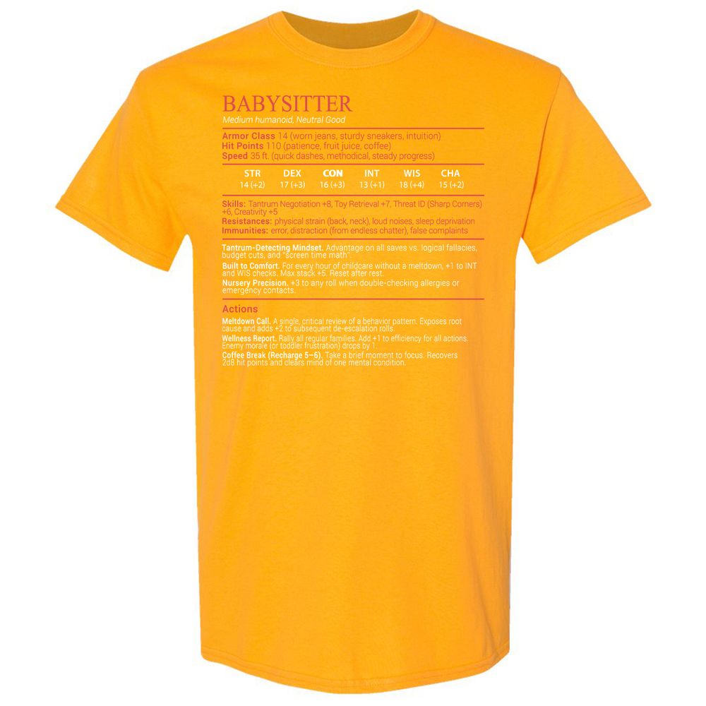 Baby Sitter Stats Block - Gold - 18