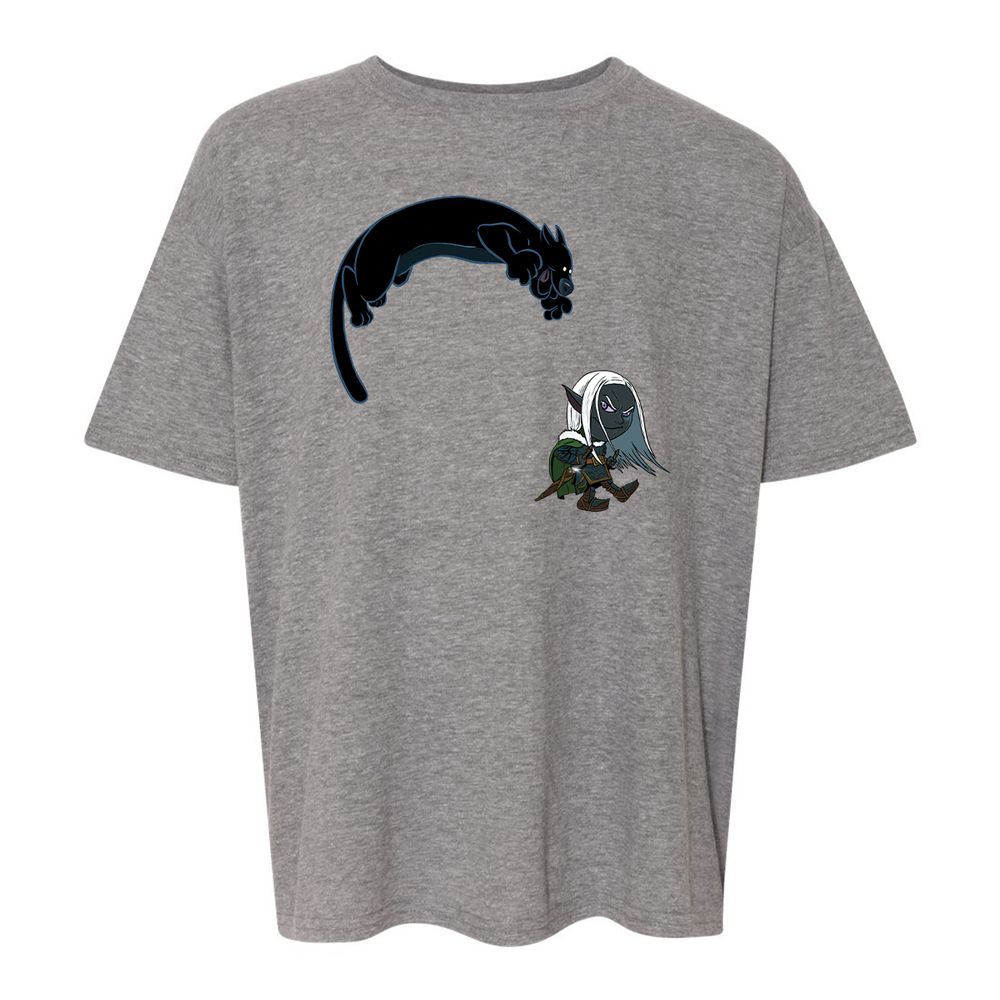 Drizzt and Guenhwyvar Kids T-Shirt - Graphite Heather - 18