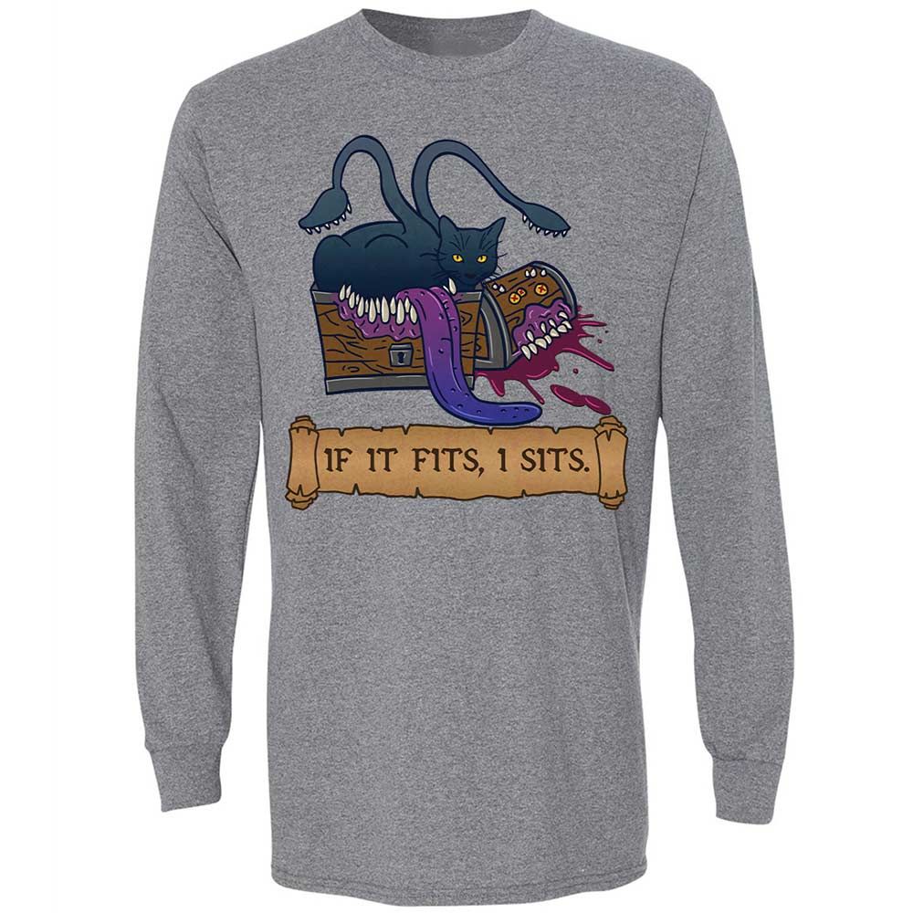 If It Fits I Sits Long Sleeve T-Shirt - Graphite Heather - 18