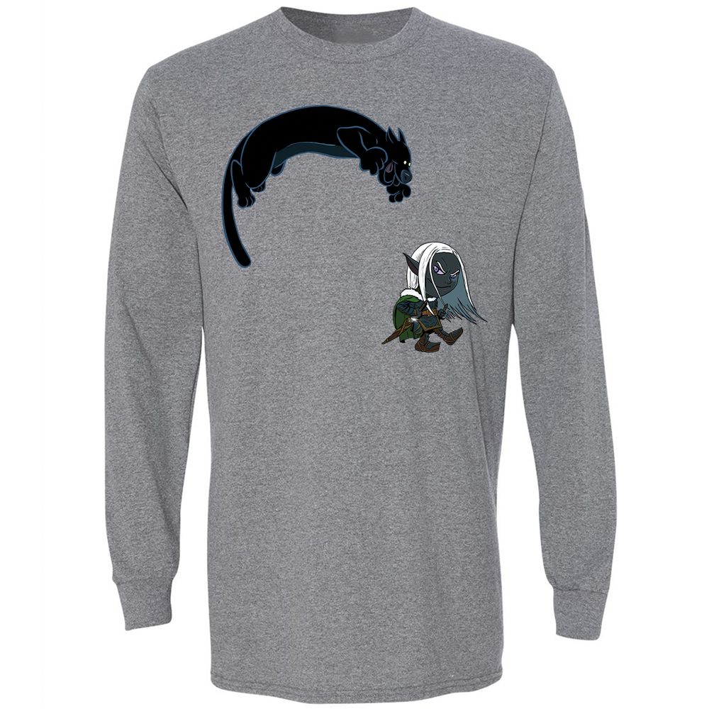 Drizzt and Guenhwyvar Long Sleeve T-Shirt - Graphite Heather - 18