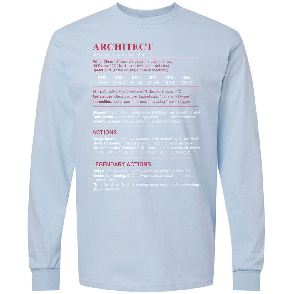 Architect Stats Long Sleeve T-Shirt - Light Blue - 18