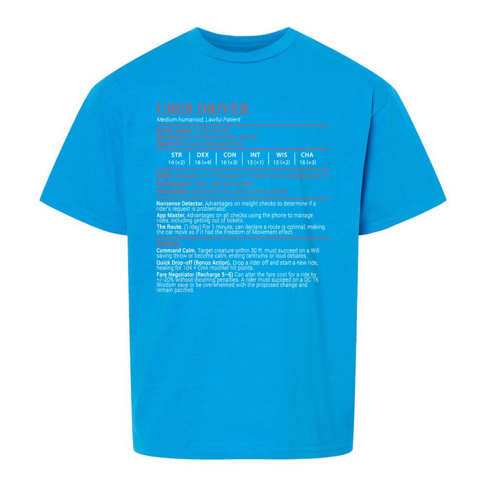 Uber Driver Stats Block Kids T-Shirt - Sapphire - 18