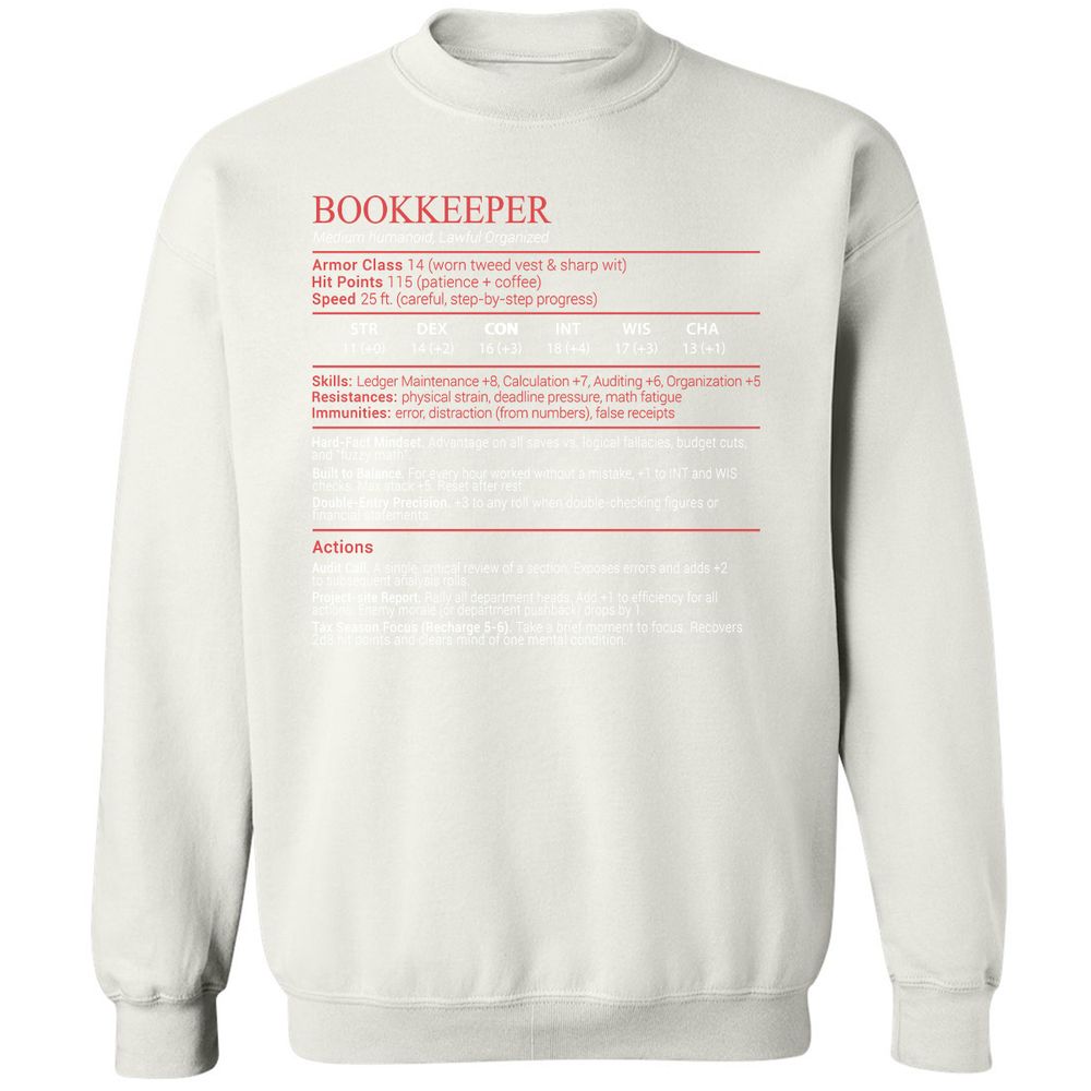 Bookkeepper Stats Block - White - 18