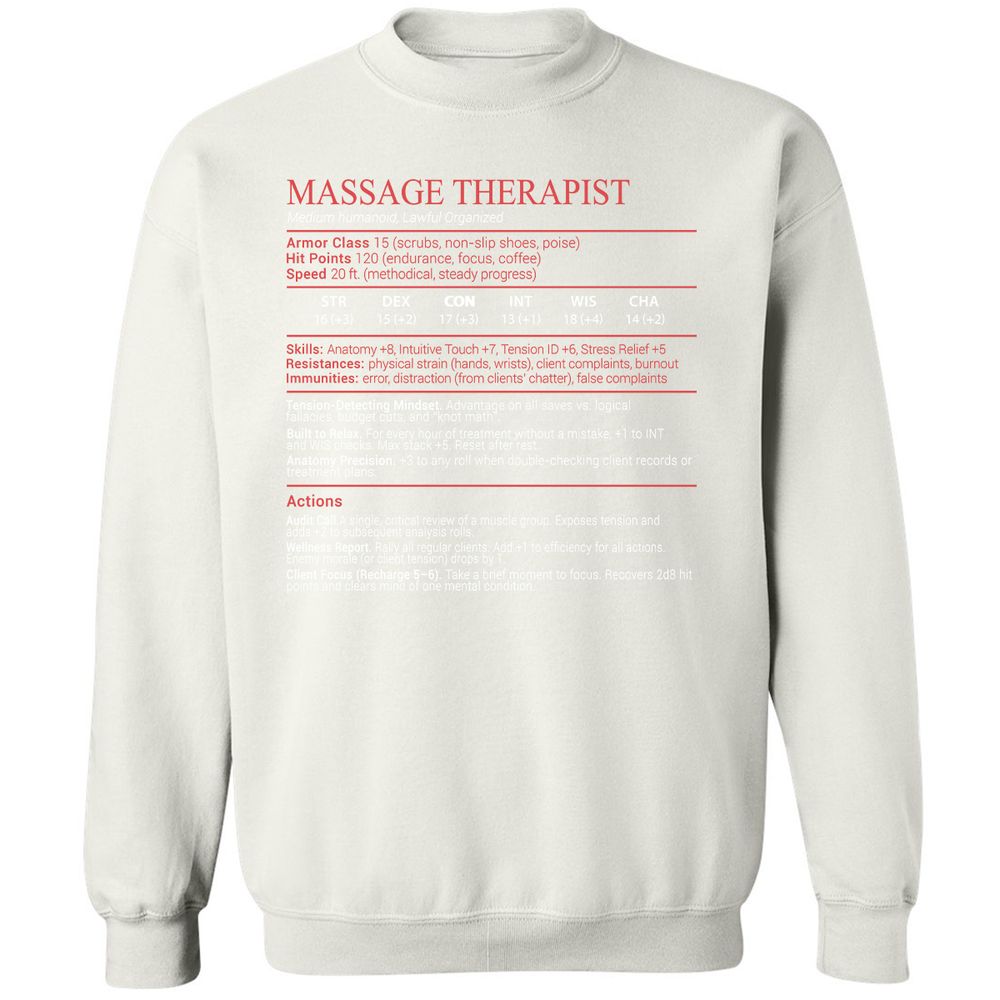 Massage Therapist Stats Block - White - 18