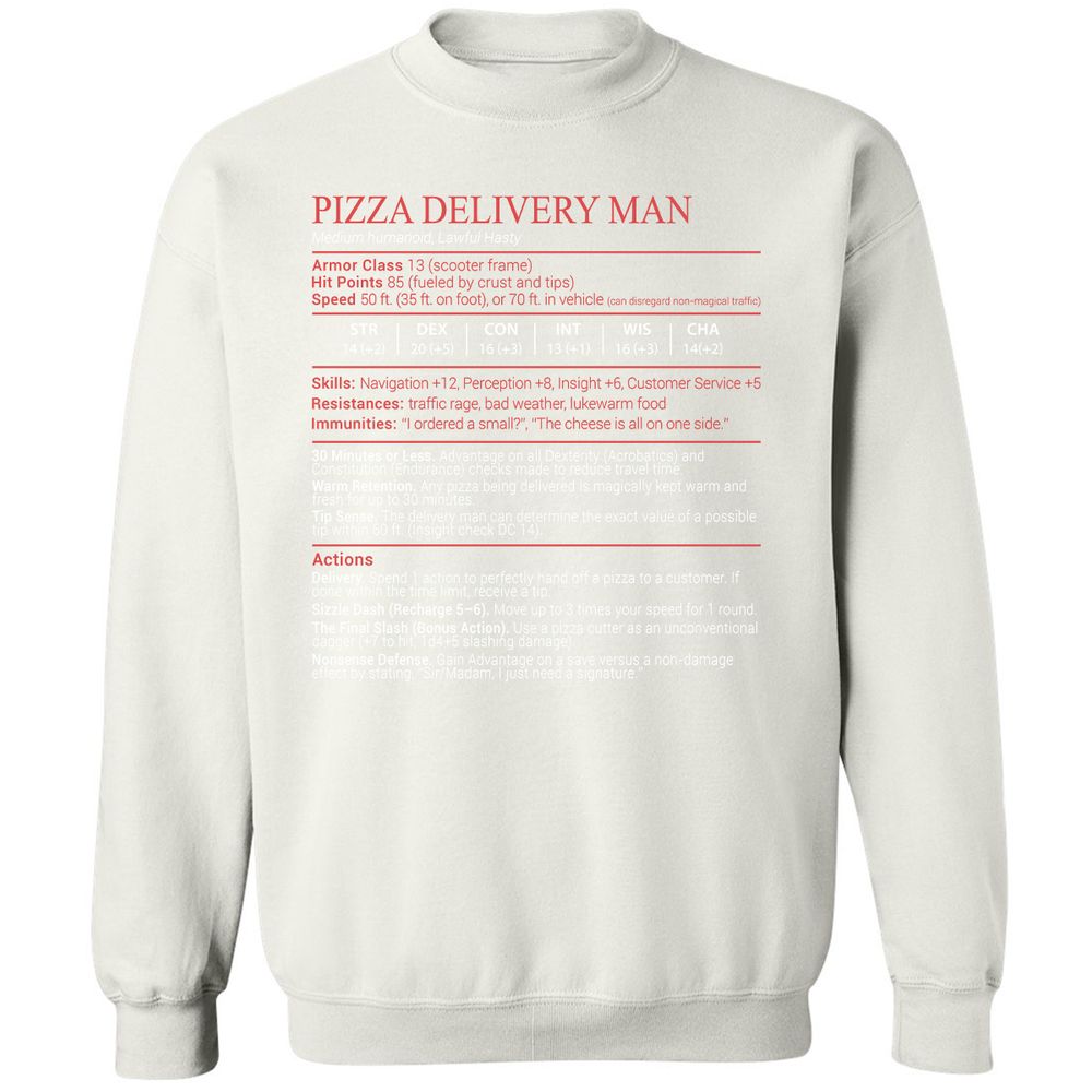 Pizza Delivery Man Stats Block - White - 18