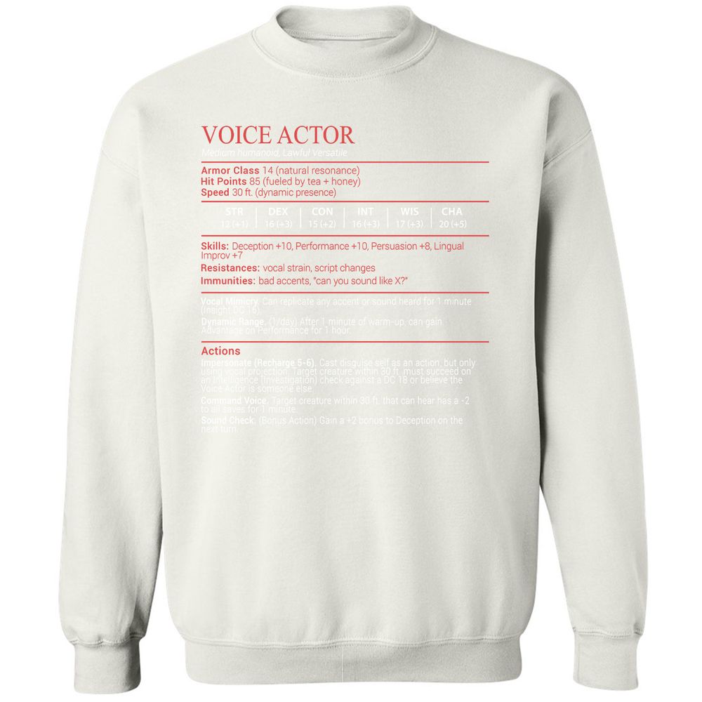 Voice Actor Stats Block - White - 18