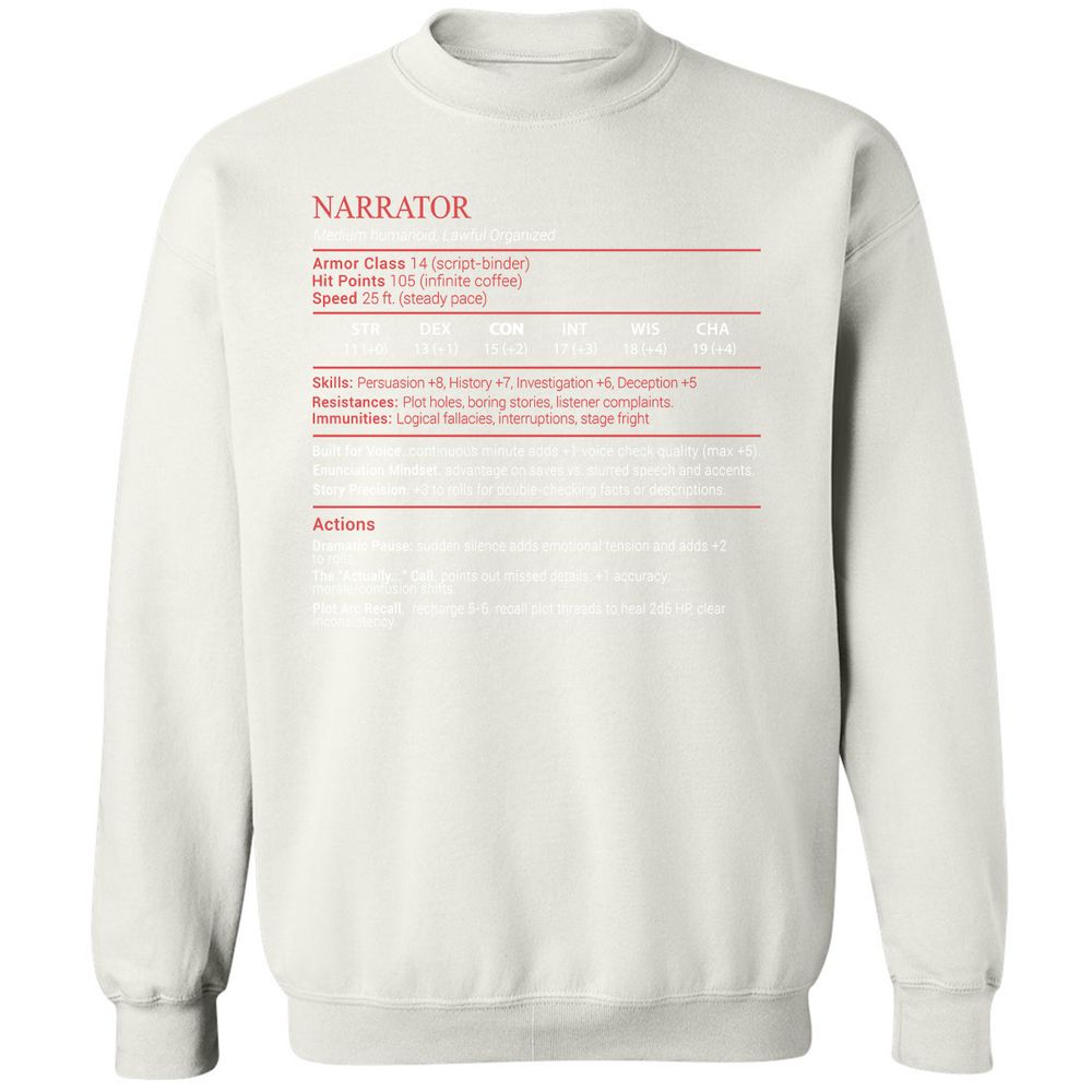 Narrator Stats Block - White - 18