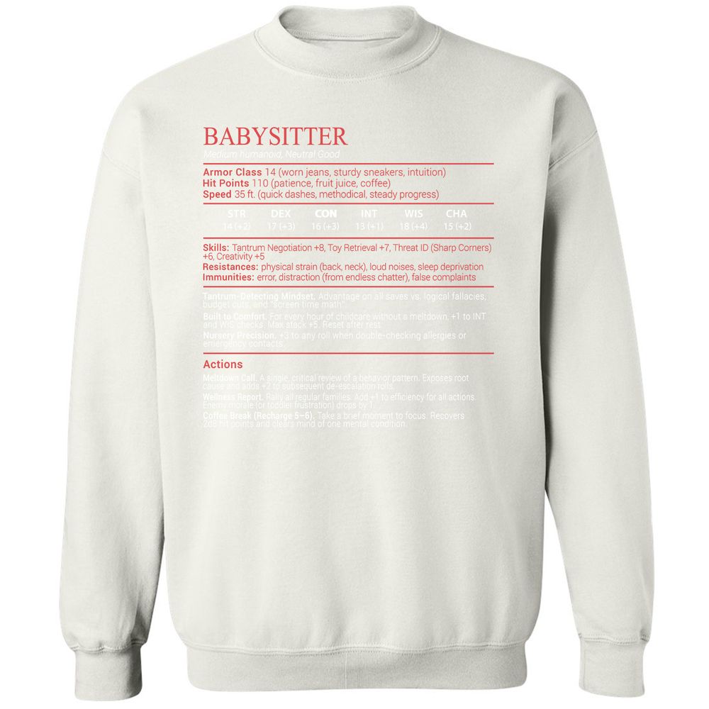 Baby Sitter Stats Block - White - 18