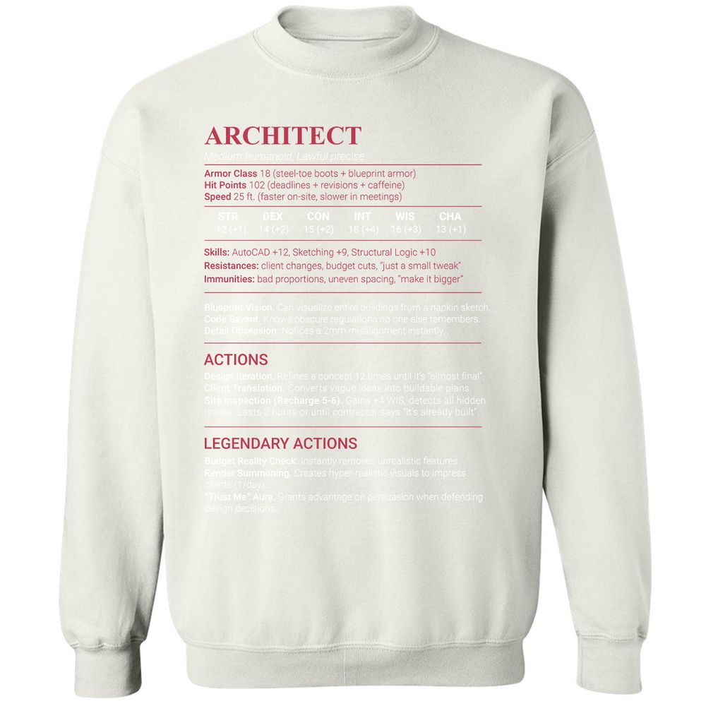 Architect Stats Classic Unisex Sweatshirt - White - 18