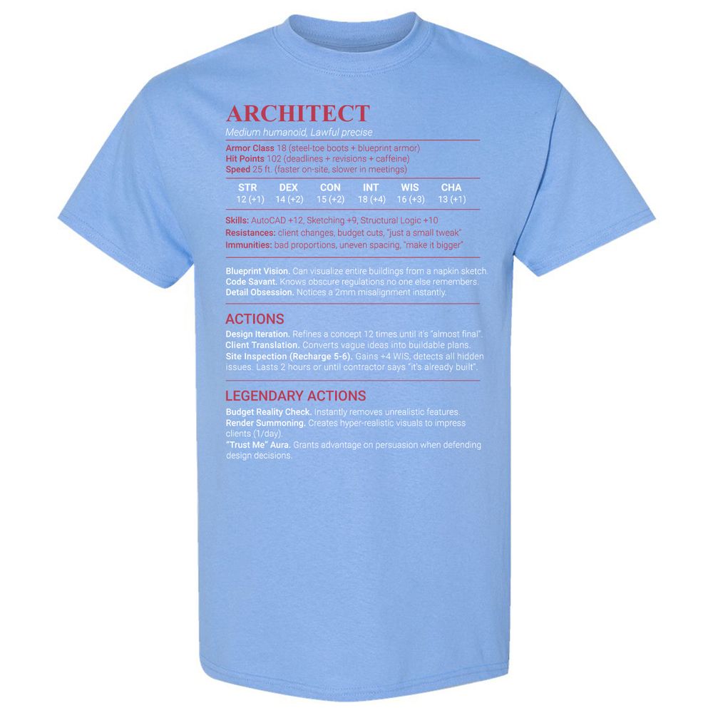 Architect Stats Classic Unisex T-Shirt - Carolina Blue - 19