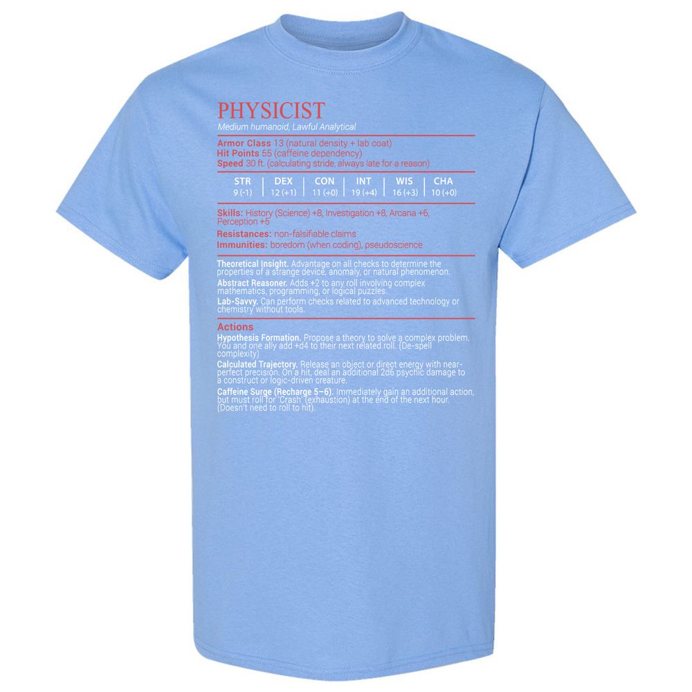 Physicist Stats Block - Carolina Blue - 19