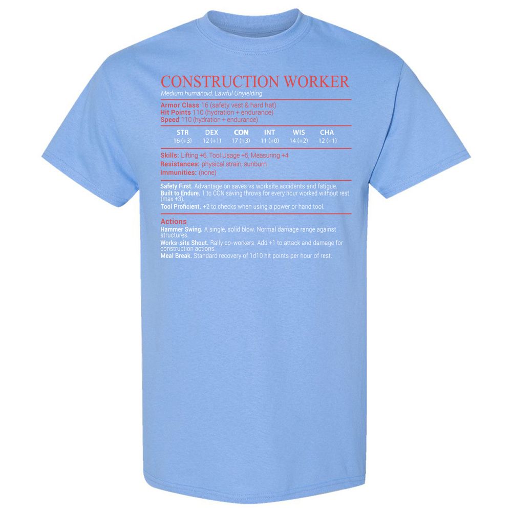 Construction Worker Stats Block - Carolina Blue - 19