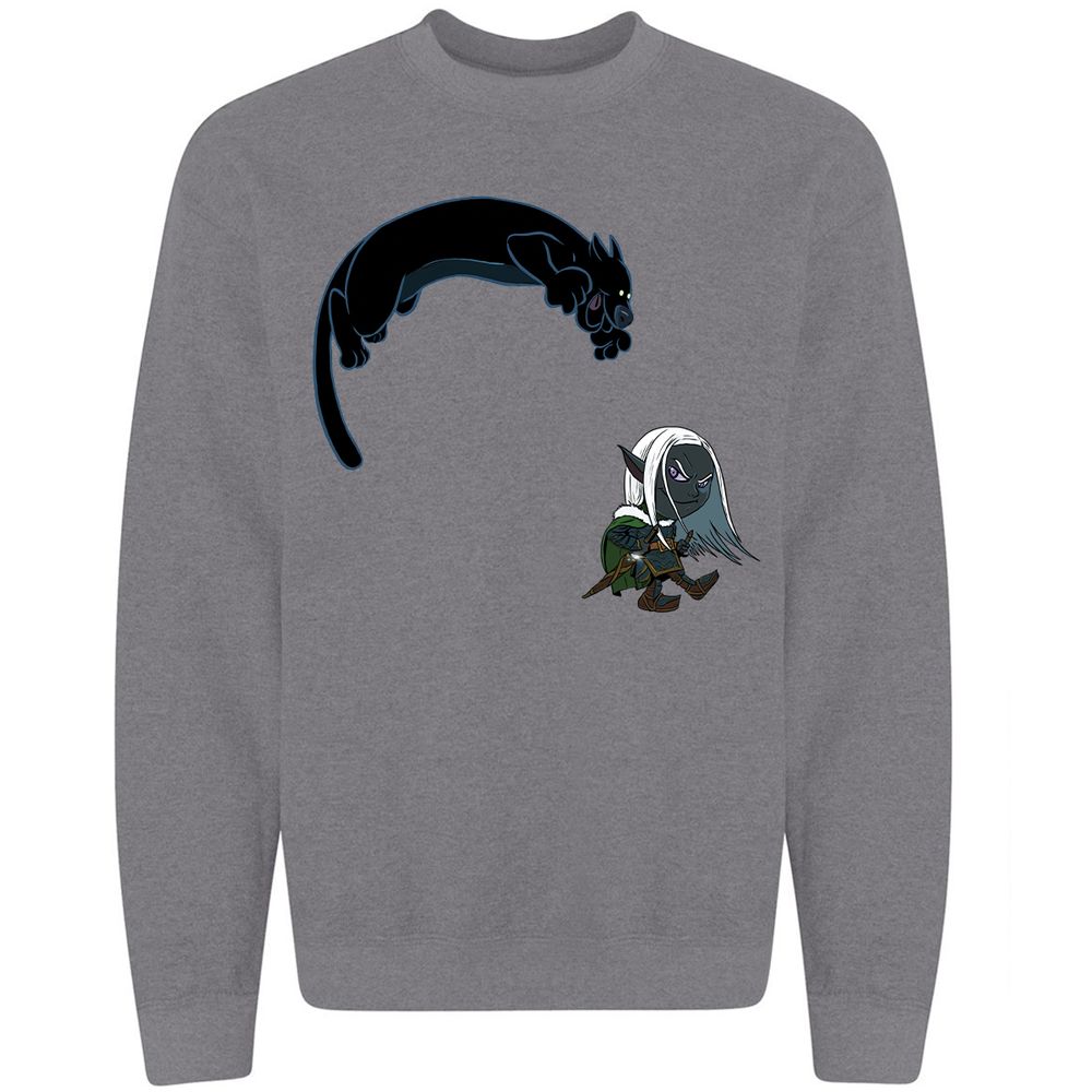 Drizzt and Guenhwyvar Classic Unisex Sweatshirt - Graphite Heather - 19