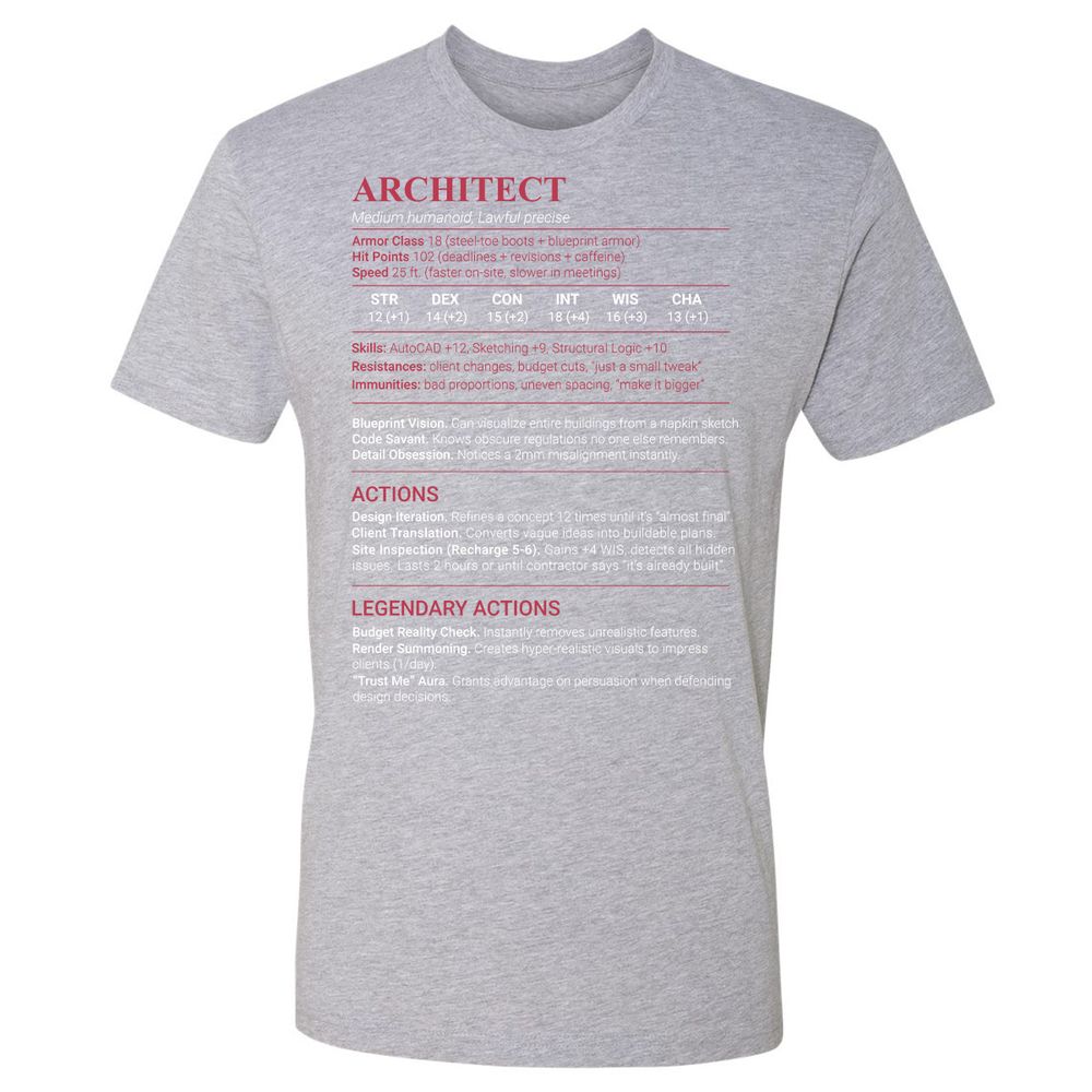 Architect Stats Premium Unisex T-Shirt - Heather Grey - 19
