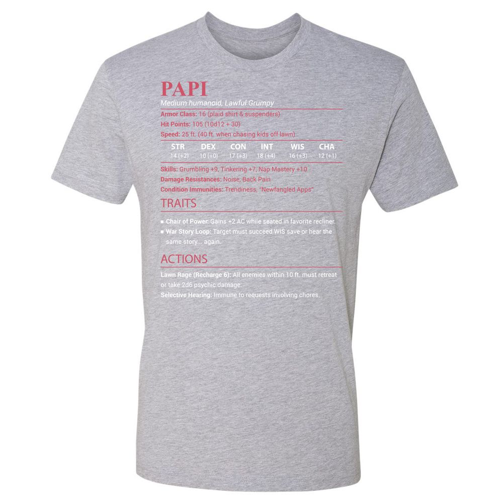 Papi Stats Premium Unisex T-Shirt - Heather Grey - 19