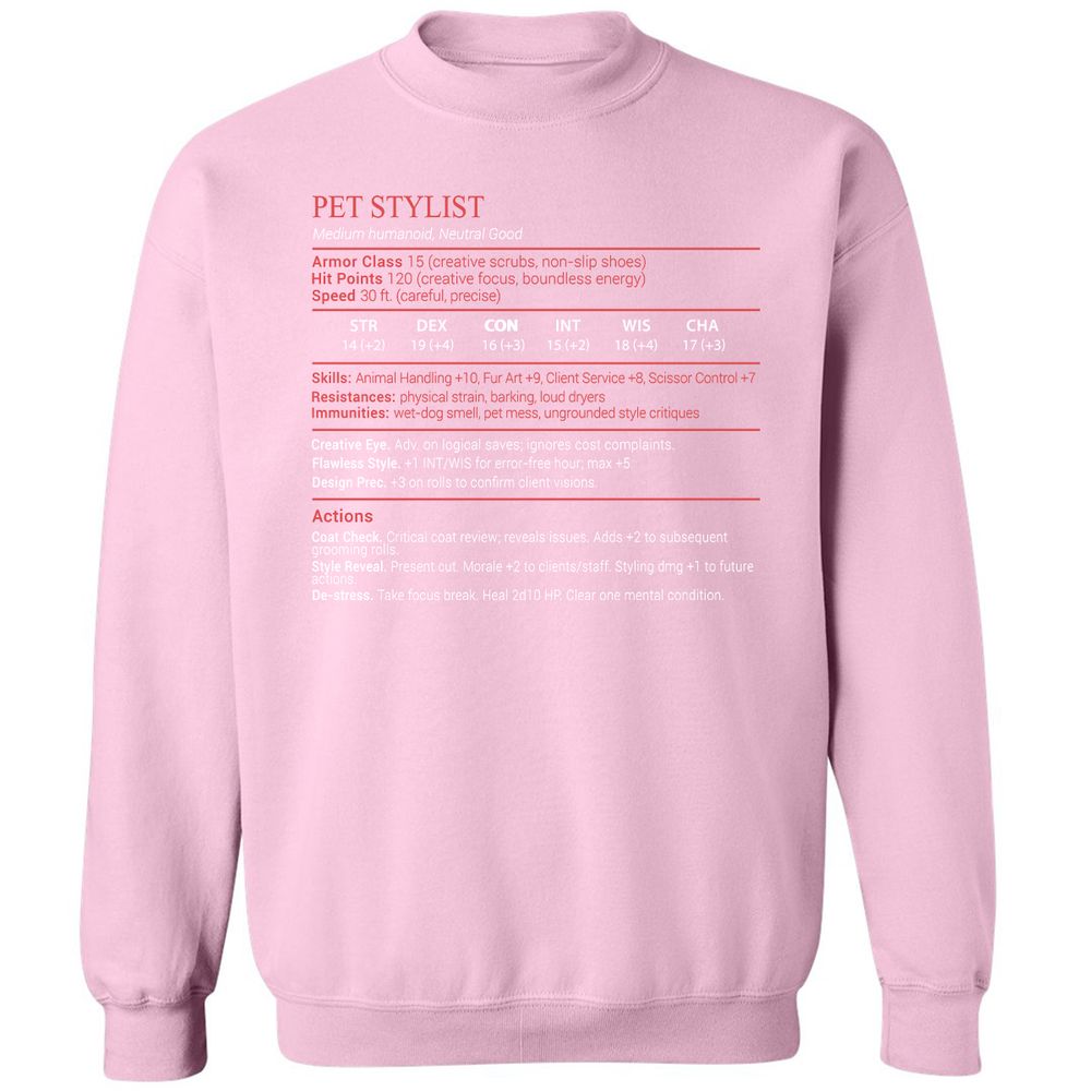 Pet Stylist Stats Block - Light Pink - 19