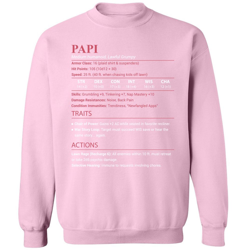 Papi Stats Classic Unisex Sweatshirt - Light Pink - 19