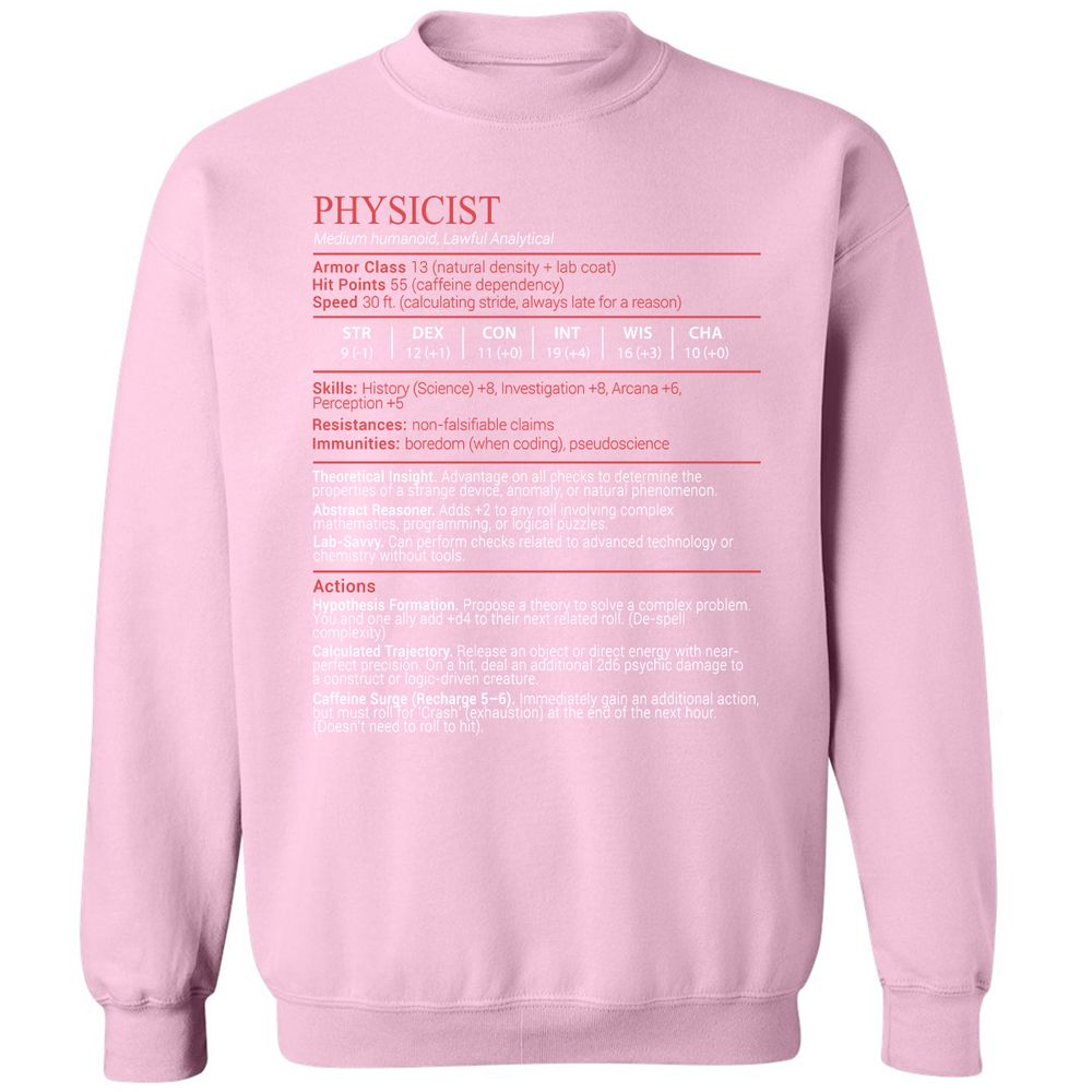 Physicist Stats Block - Light Pink - 19