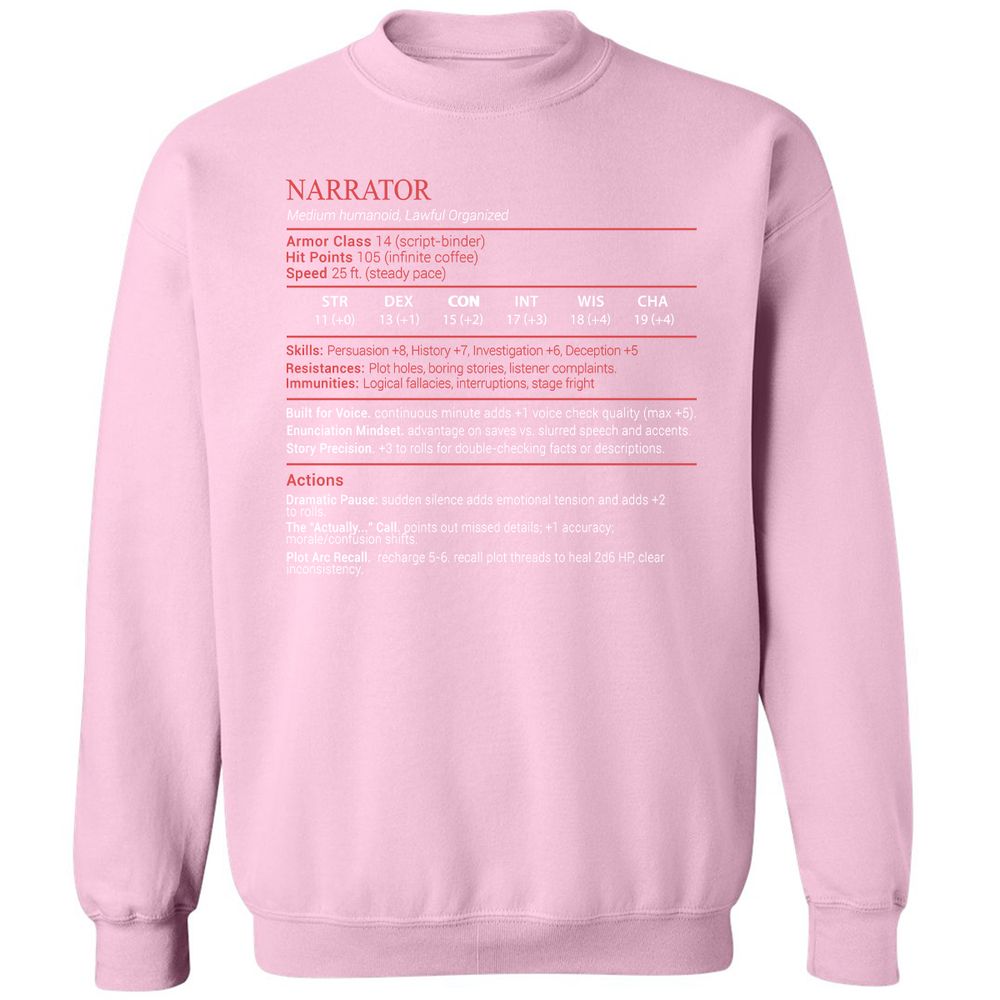 Narrator Stats Block - Light Pink - 19