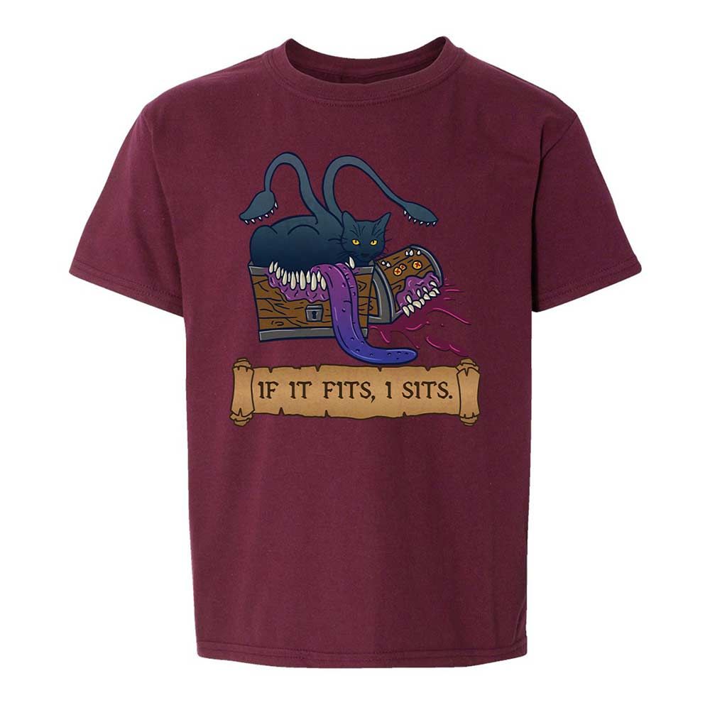 If It Fits I Sits Kids T-Shirt - Maroon - 19