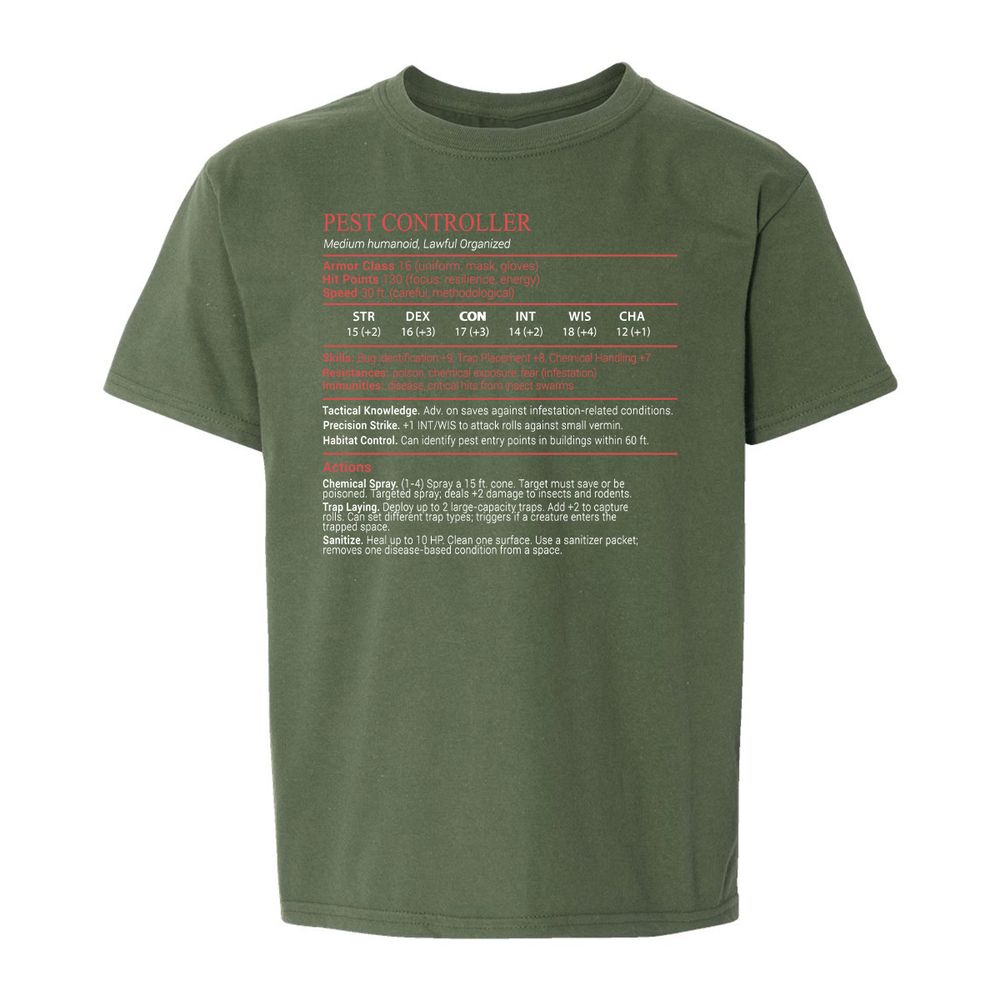 Pest Controller Stats Block - Military Green - 19