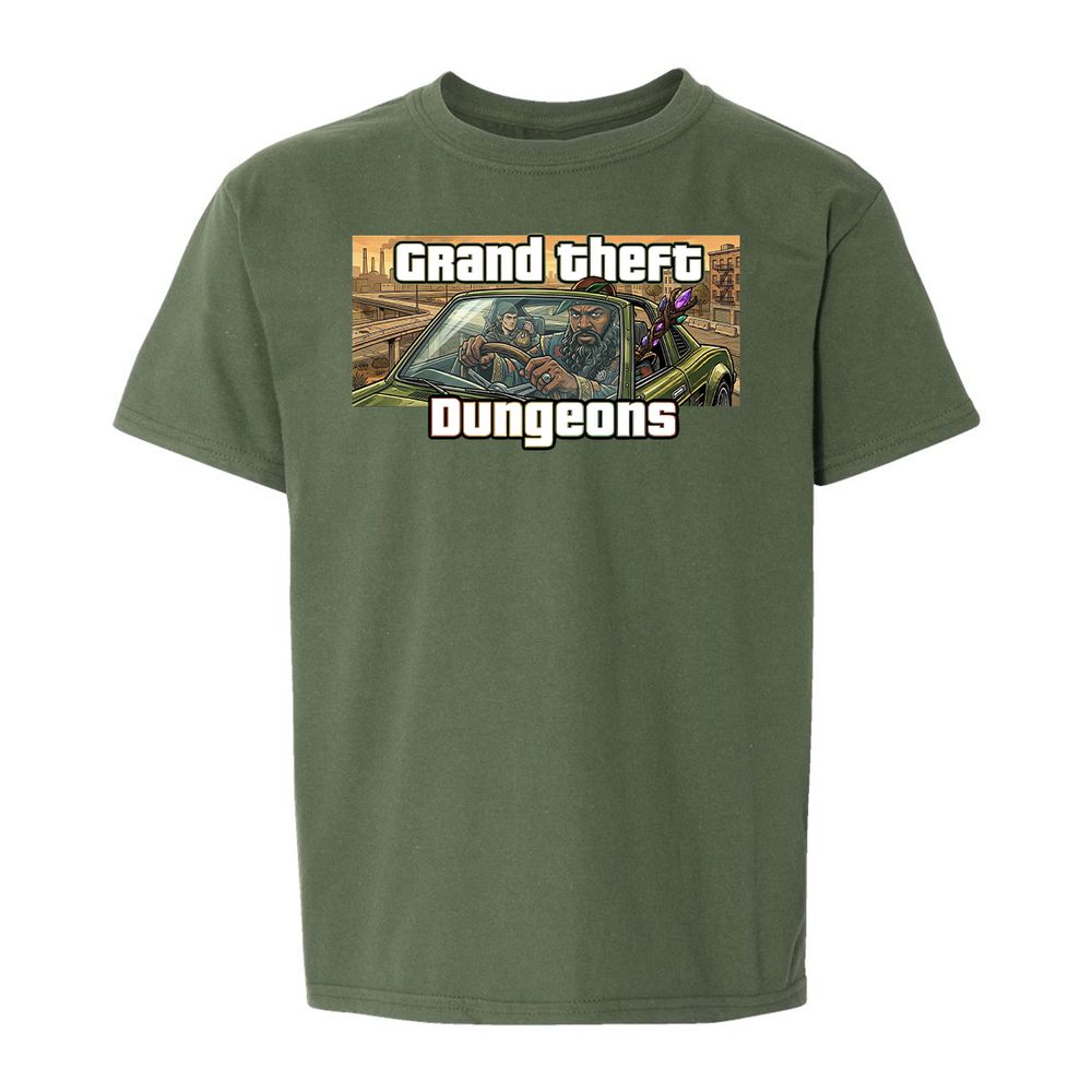 Grand Theft Dungeons Kids T-Shirt - Military Green - 19