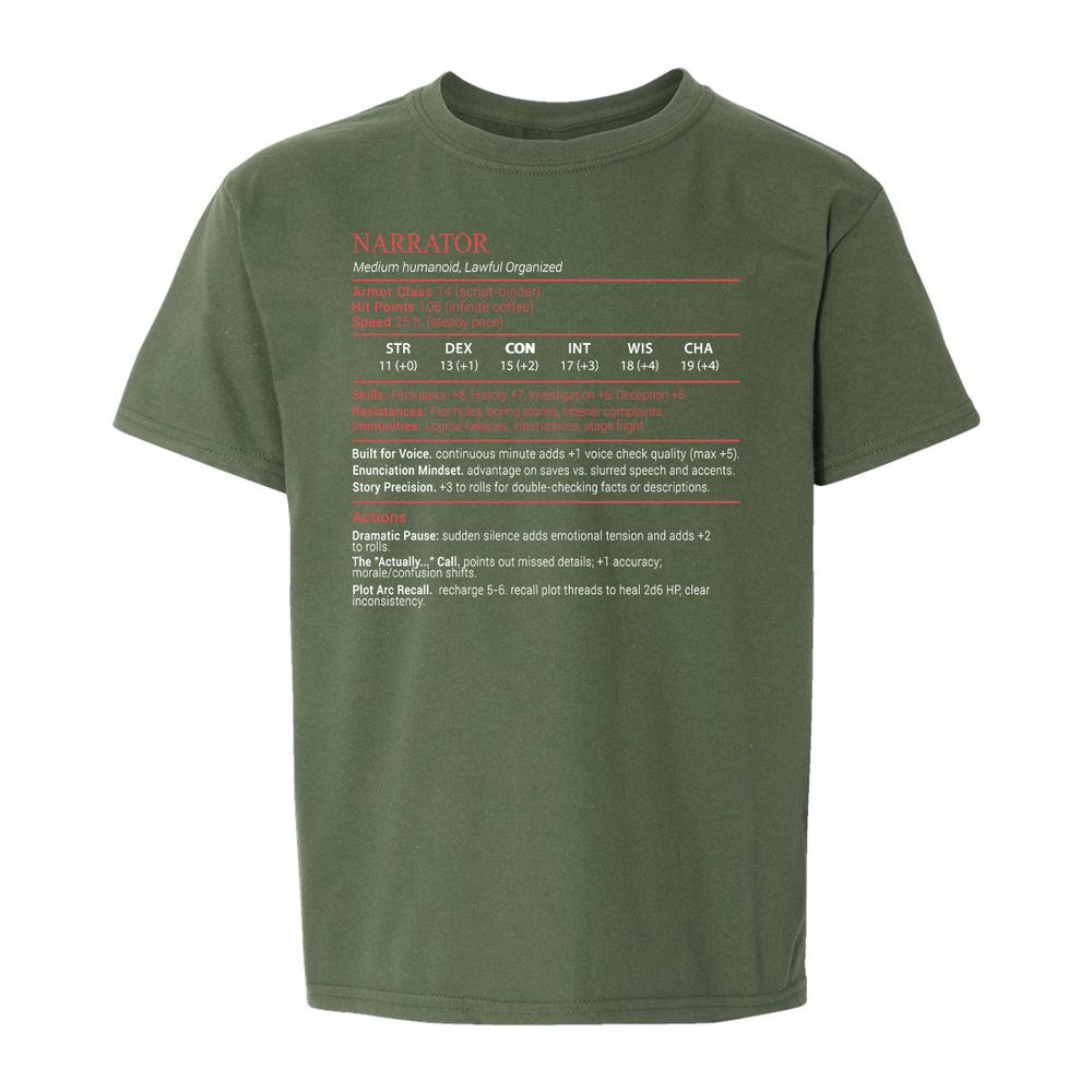 Narrator Stats Block - Military Green - 19