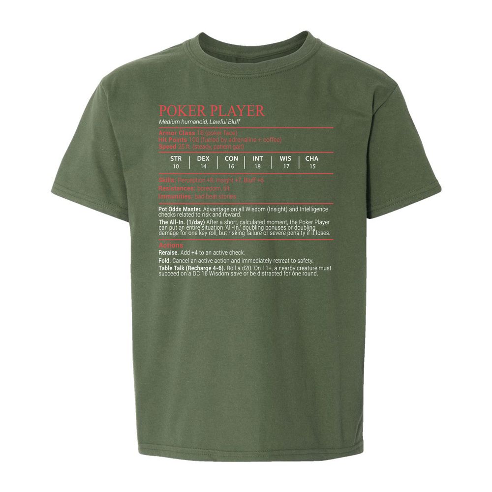 Poker Player Stats Block - Military Green - 19