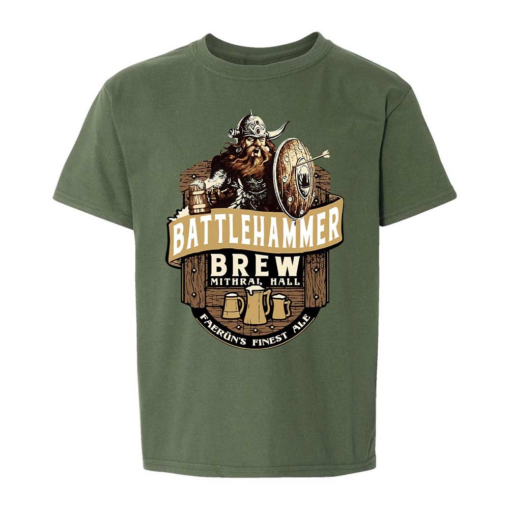 Battlehammer Brew Kids T-Shirt - Military Green - 19