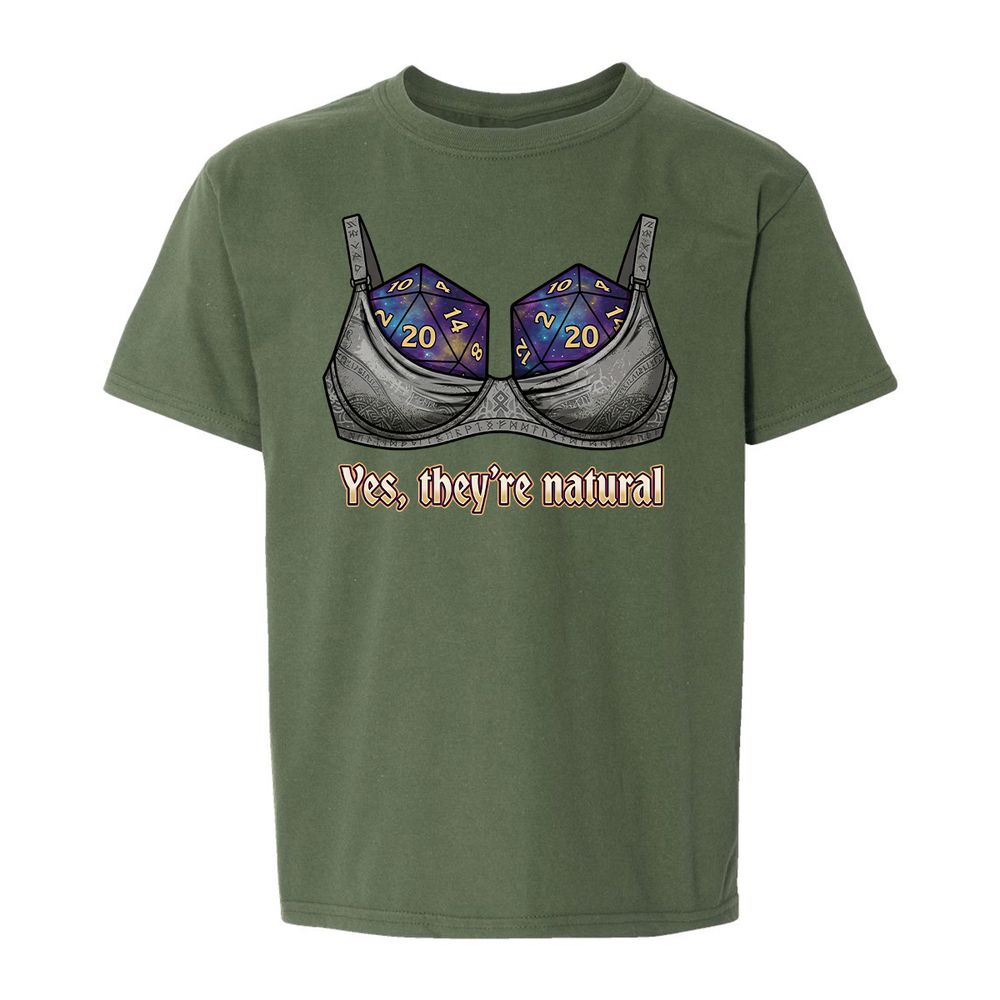 They Are Natural Nat20 Kids T-Shirt - Military Green - 19