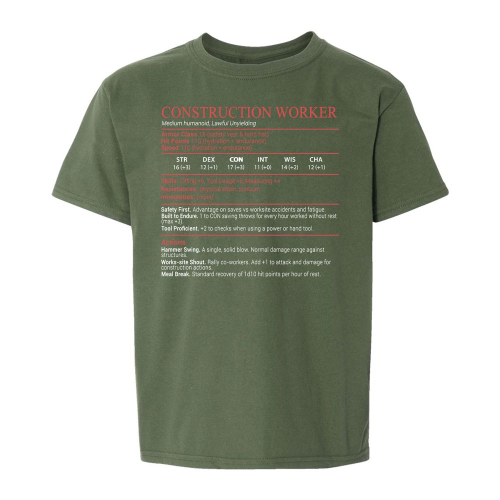 Construction Worker Stats Block - Military Green - 19