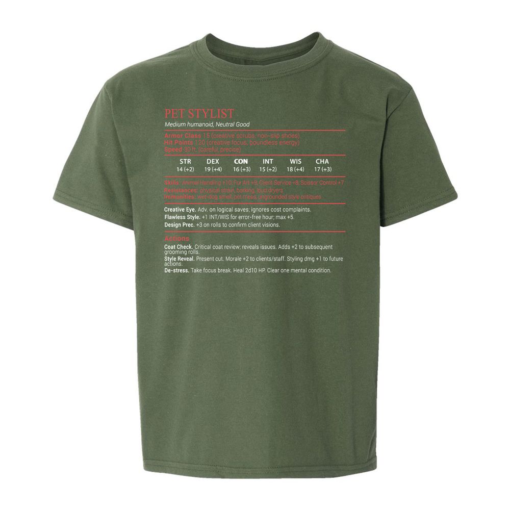 Pet Stylist Stats Block - Military Green - 19