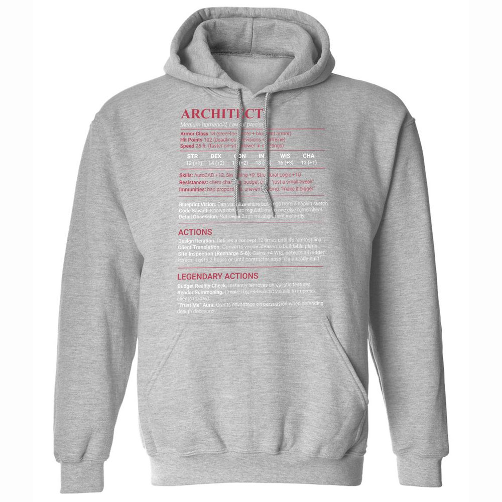 Architect Stats Classic Unisex Hoodie - Sport Grey - 19