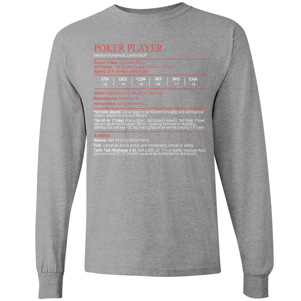 Poker Player Stats Block - Sport Grey - 19