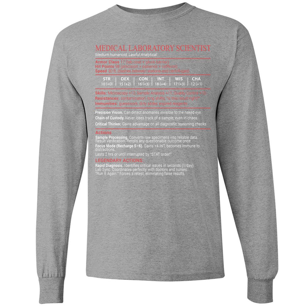 Medical Laboratory Scientist Stats Block - Sport Grey - 19
