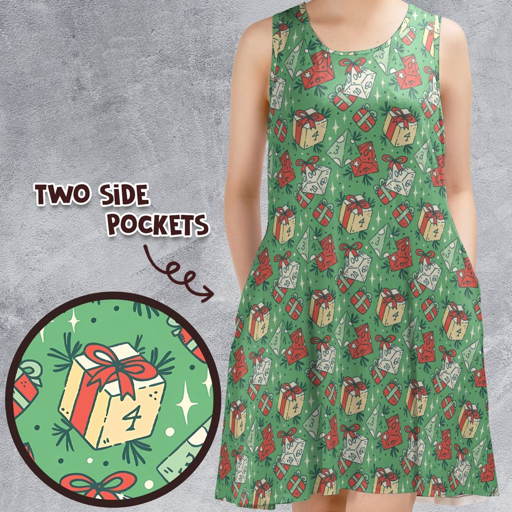 Christmas Dice Gift Sleeveless Dress -  - 1