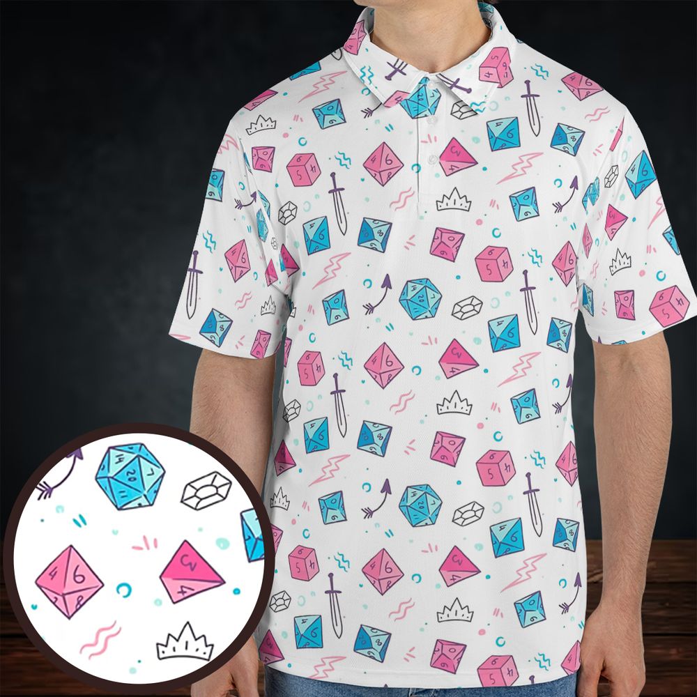 DnD Dice Pattern Cute AOP Men/Women Polo Shirt -  - 1