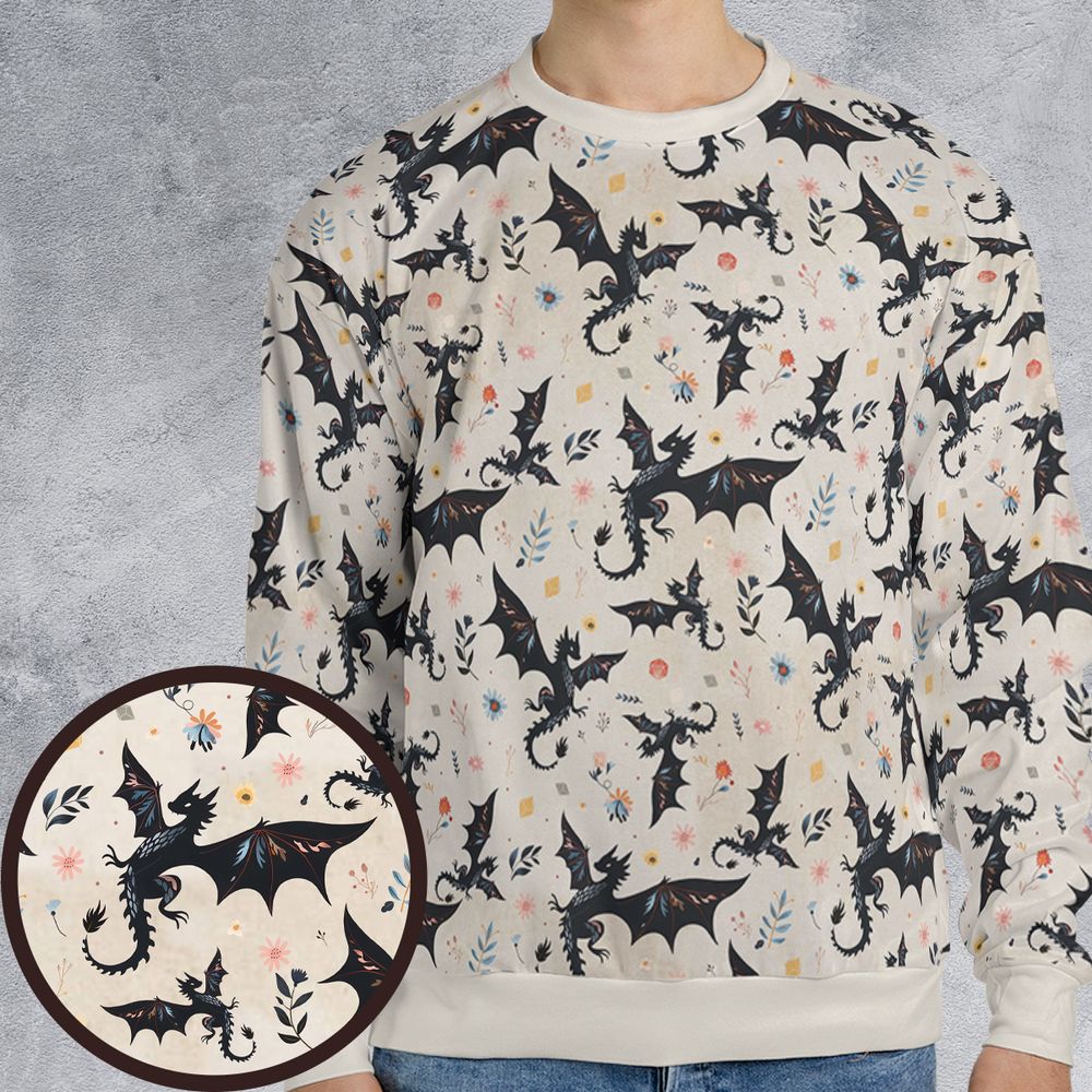 Floral DnD Dragon Pattern -  - 1